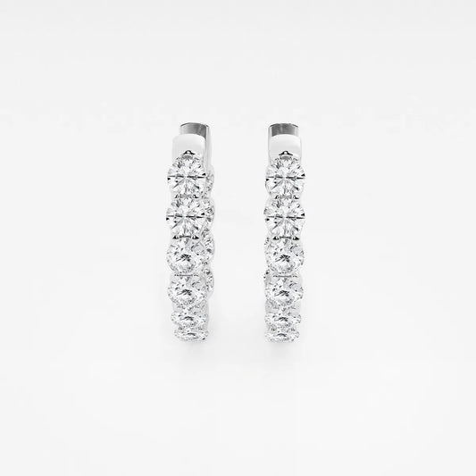 4ct Round Lab Grown Diamond Oval-Shaped Inside Out Hoop Earrings