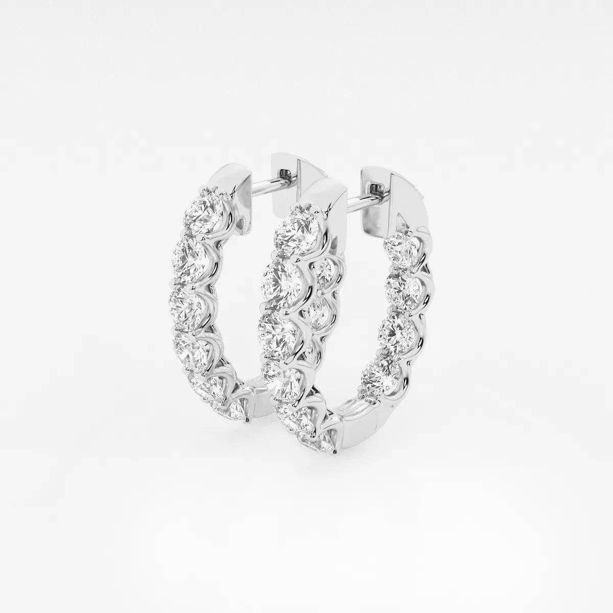 4 ct Round Lab Grown Diamond Oval-Shaped Inside Out Hoop Earrings