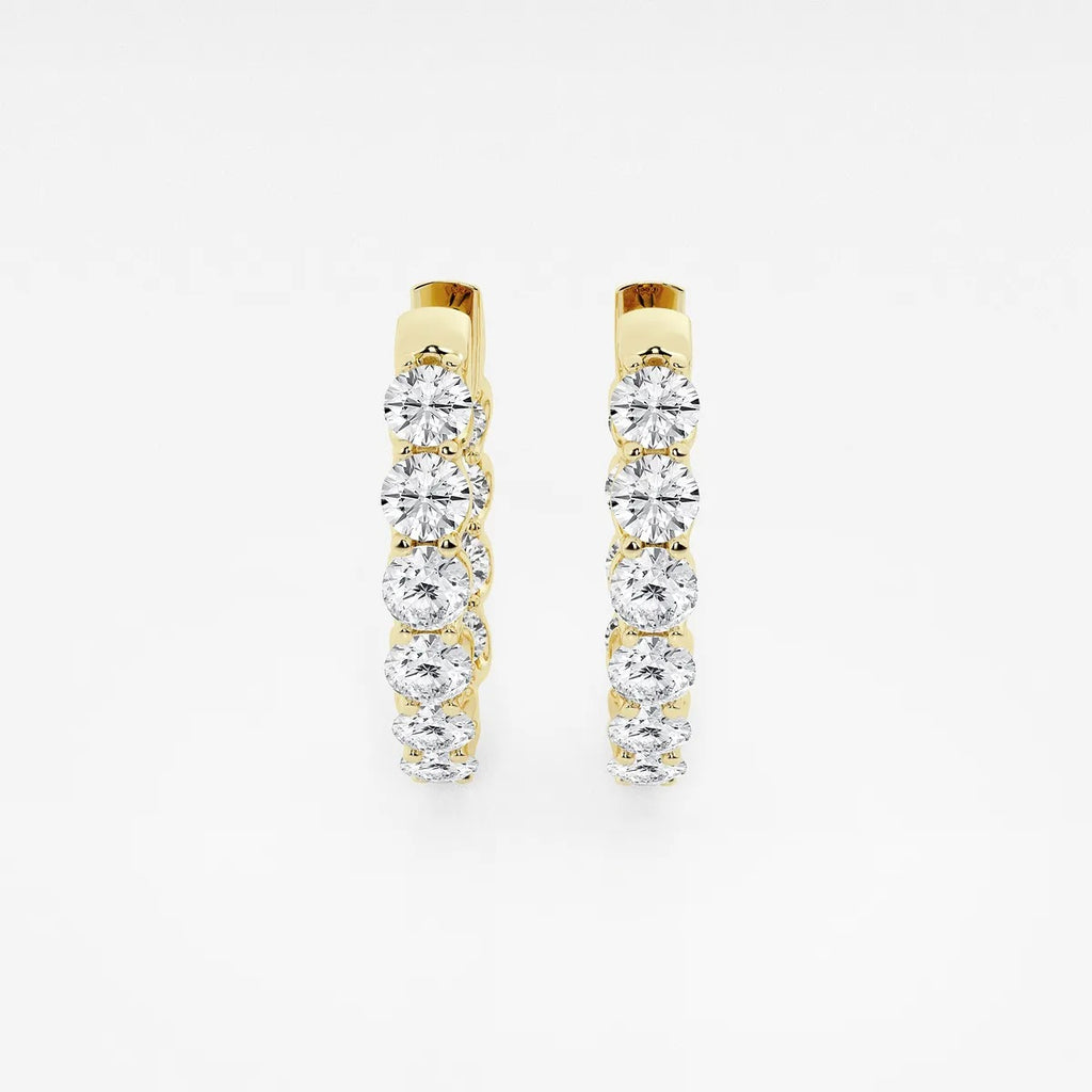 4ct Round Lab Grown Diamond Oval-Shaped Inside Out Hoop Earrings