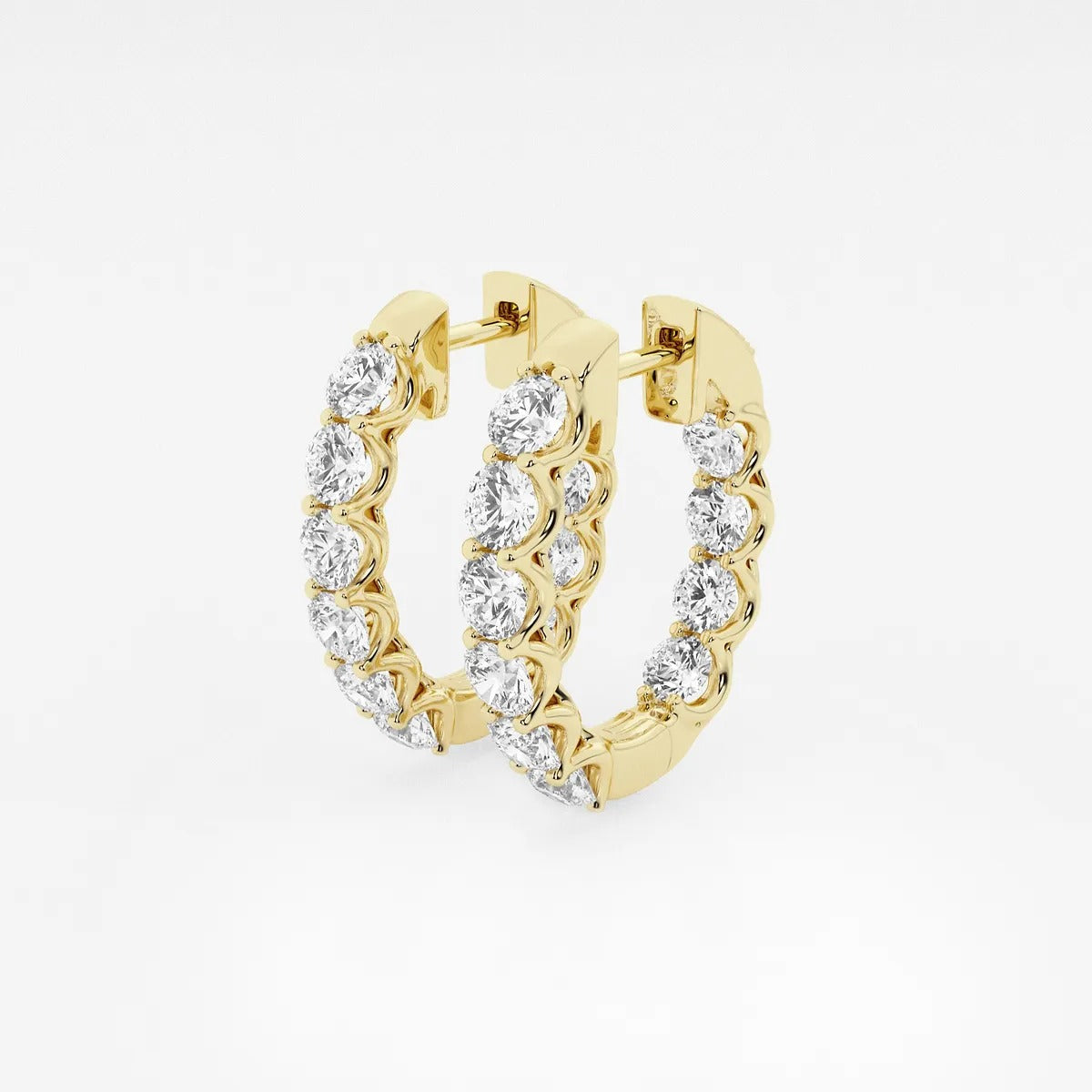 4 ct Round Lab Grown Diamond Oval-Shaped Inside Out Hoop Earrings