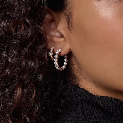3 Ct Round Lab Grown Diamond Oval-Shaped Inside Out Hoop Earrings