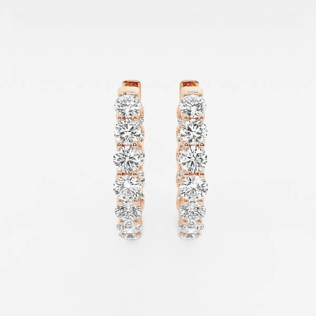 5 ct Round Lab Grown Diamond Oval-Shaped Inside Out Hoop Earrings