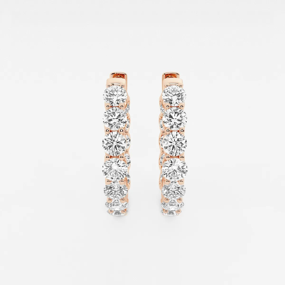 5 ct Round Lab Grown Diamond Oval-Shaped Inside Out Hoop Earrings