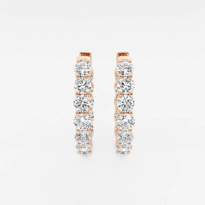 5 ct Round Lab Grown Diamond Oval-Shaped Inside Out Hoop Earrings