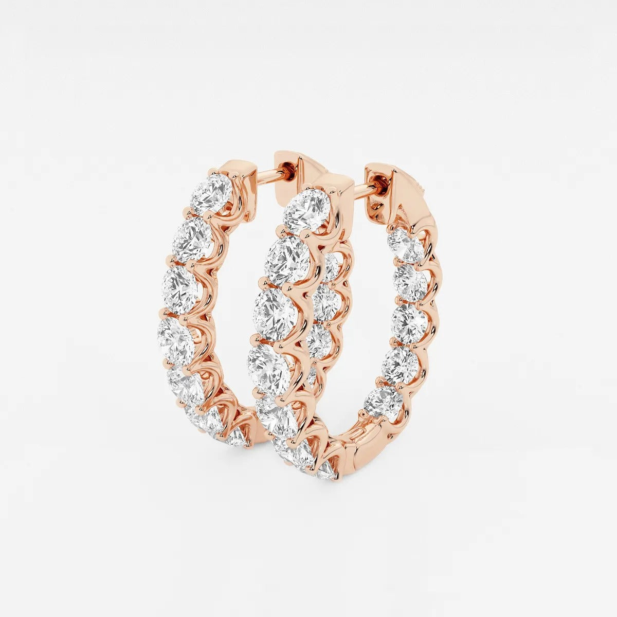 5 ct Round Lab Grown Diamond Oval-Shaped Inside Out Hoop Earrings