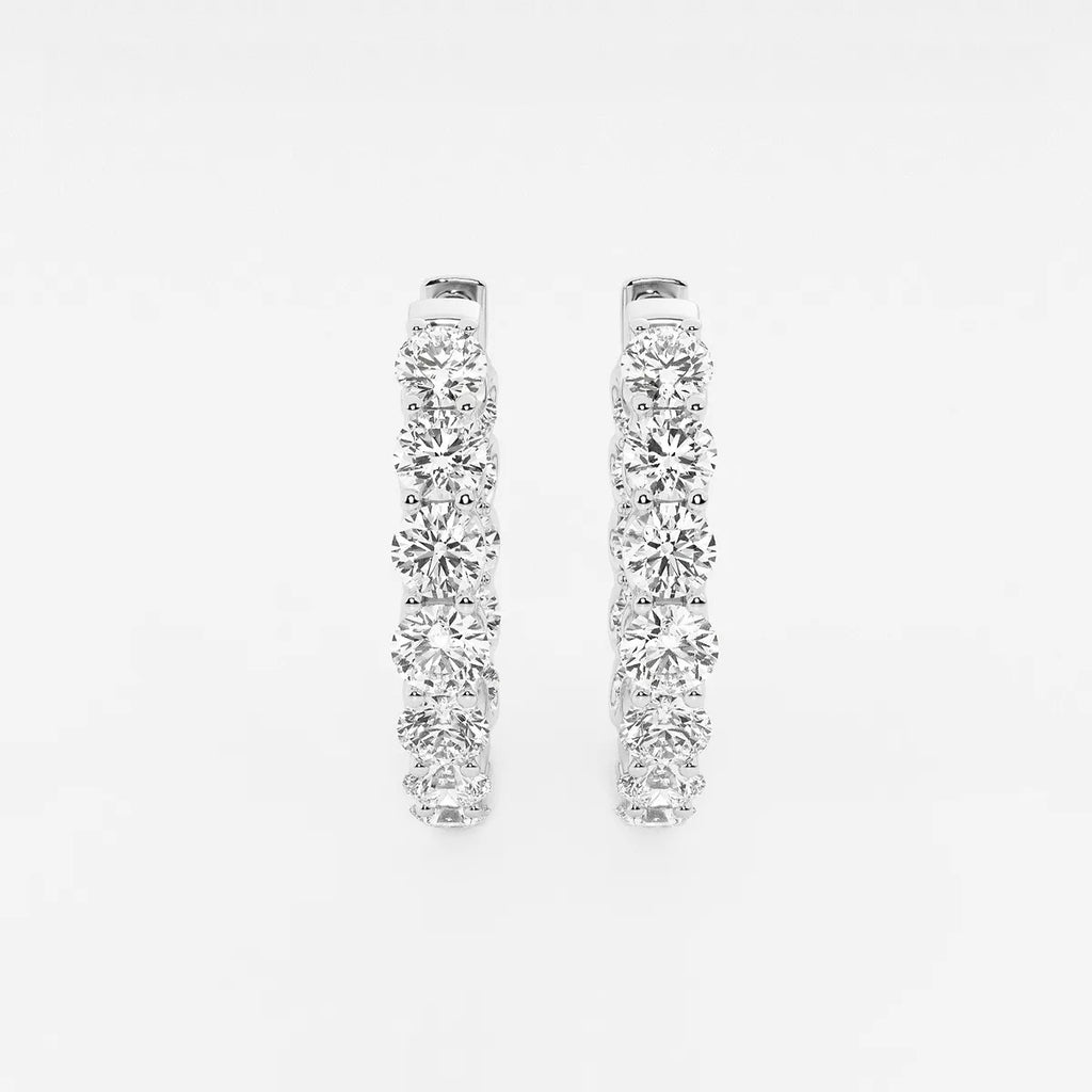 5 ct Round Lab Grown Diamond Oval-Shaped Inside Out Hoop Earrings