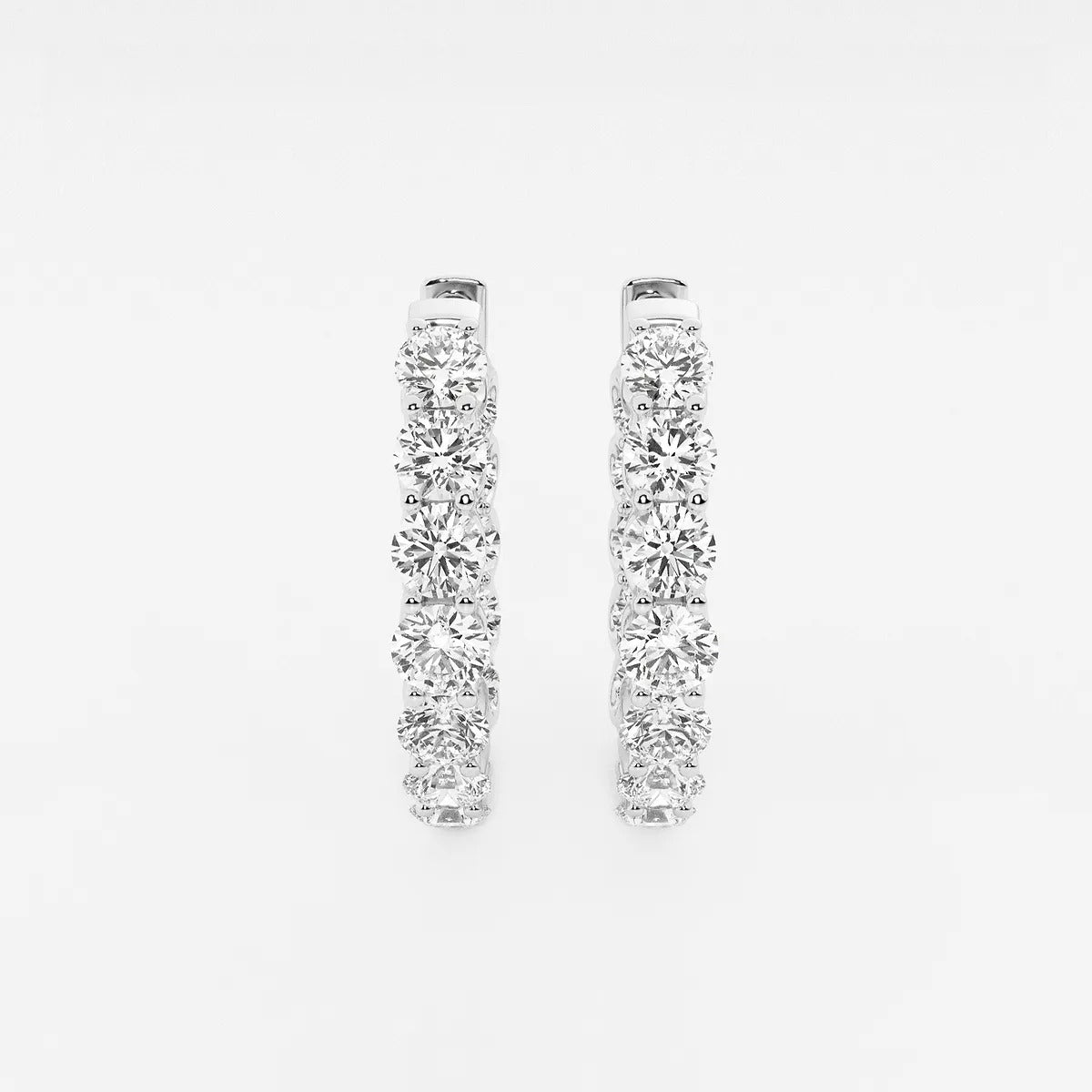 5 ct Round Lab Grown Diamond Oval-Shaped Inside Out Hoop Earrings