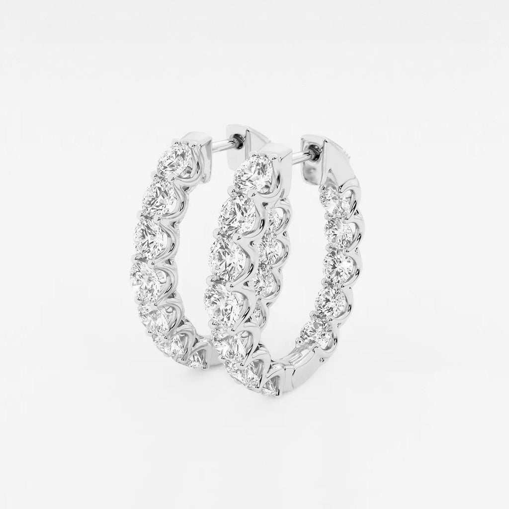 5 ct Round Lab Grown Diamond Oval-Shaped Inside Out Hoop Earrings