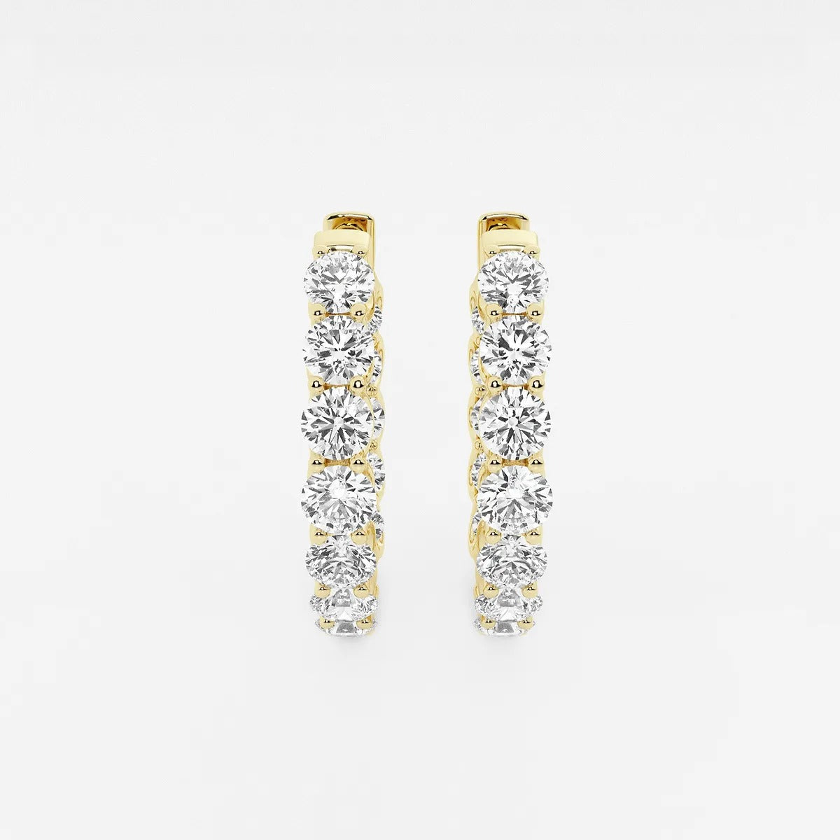 5 ct Round Lab Grown Diamond Oval-Shaped Inside Out Hoop Earrings