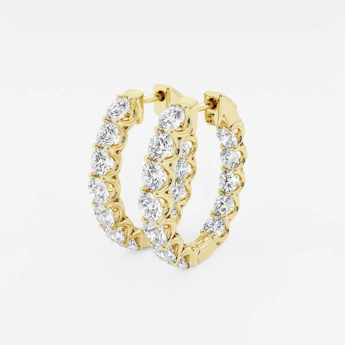 5 ct Round Lab Grown Diamond Oval-Shaped Inside Out Hoop Earrings