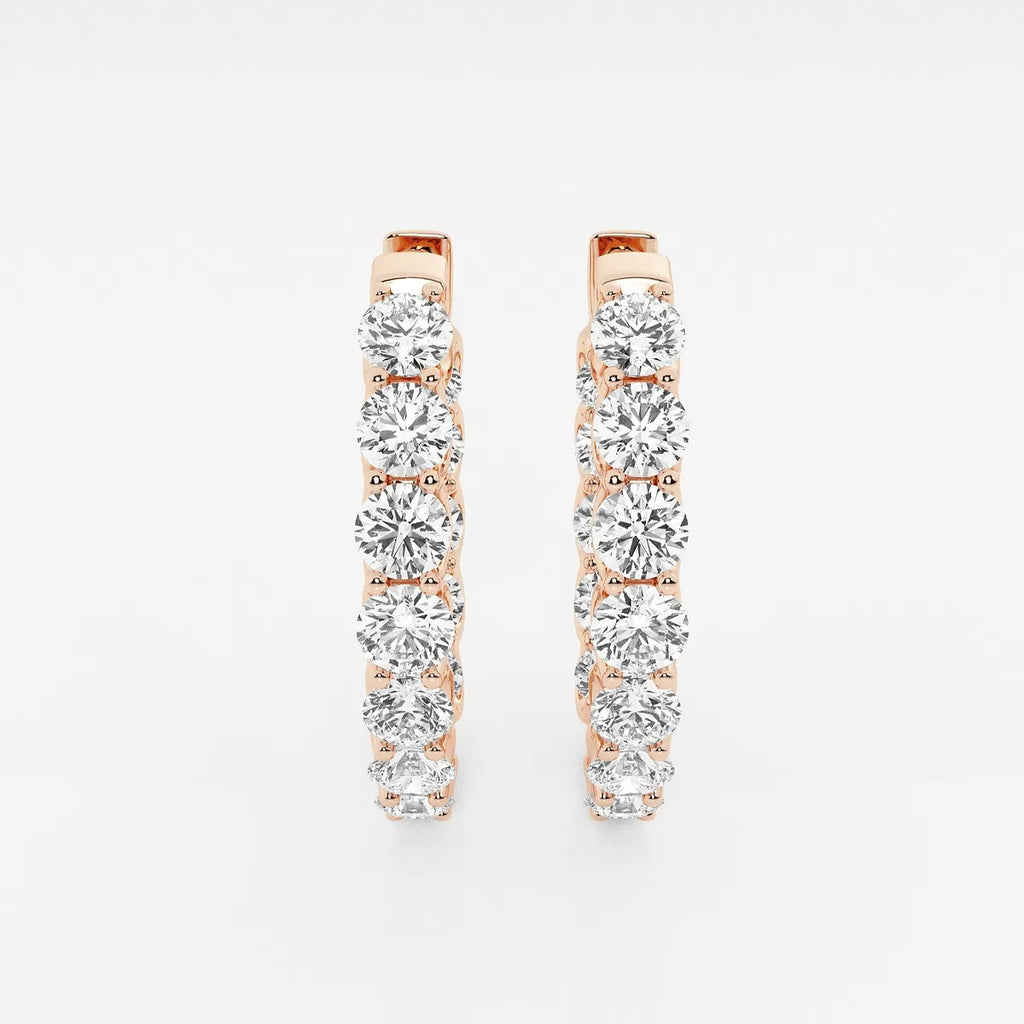 6 Ct Round Lab Grown Diamond Oval-Shaped Inside Out Hoop Earrings