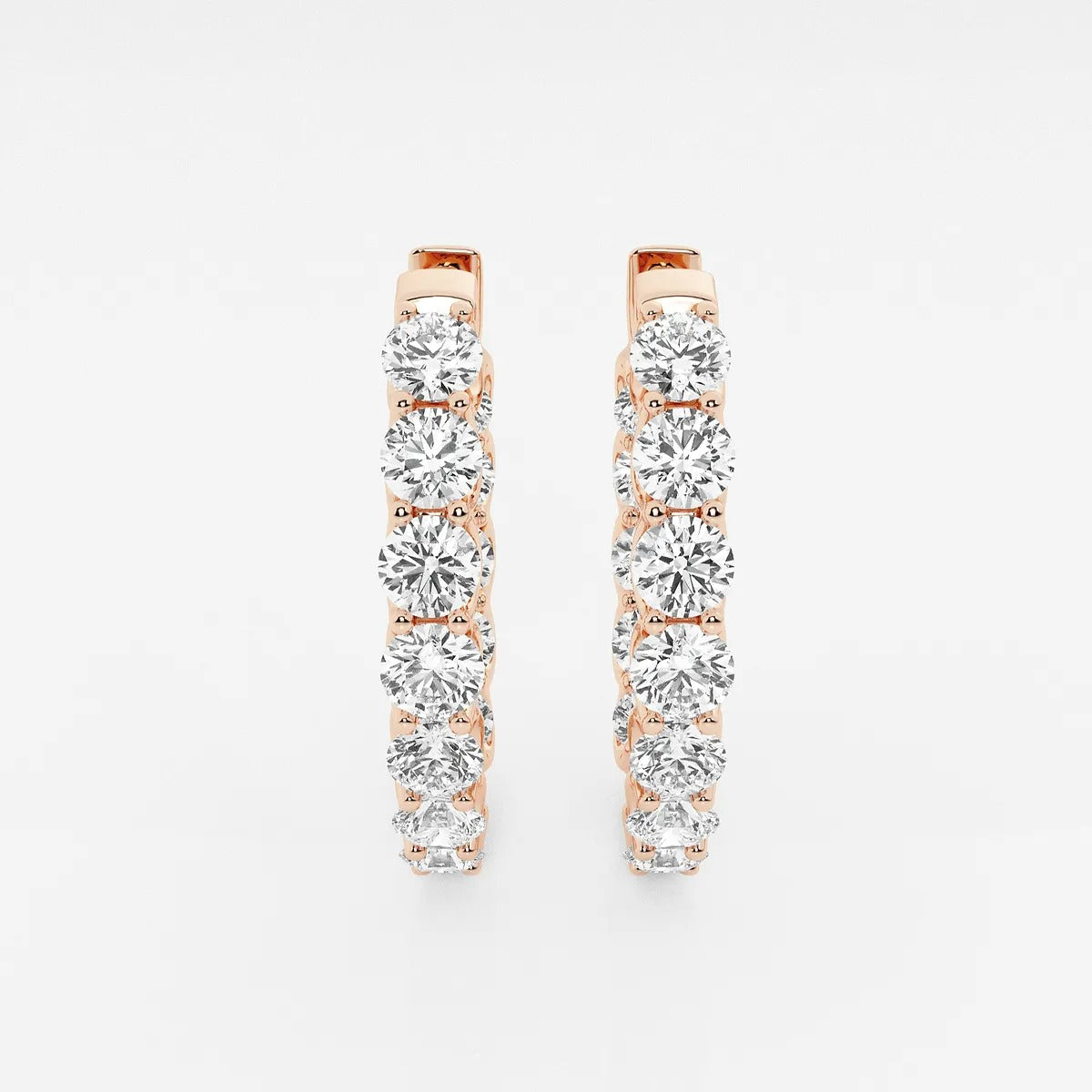 6 Ct Round Lab Grown Diamond Oval-Shaped Inside Out Hoop Earrings