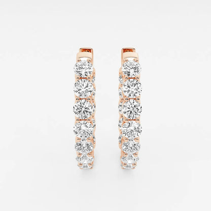 6 Ct Round Lab Grown Diamond Oval-Shaped Inside Out Hoop Earrings