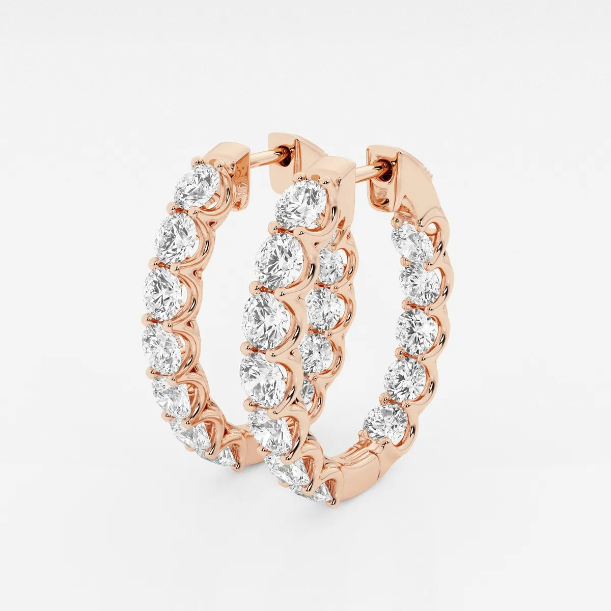 6 Ct Round Lab Grown Diamond Oval-Shaped Inside Out Hoop Earrings
