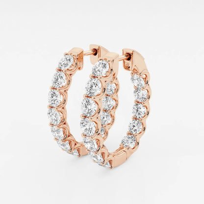 6 Ct Round Lab Grown Diamond Oval-Shaped Inside Out Hoop Earrings