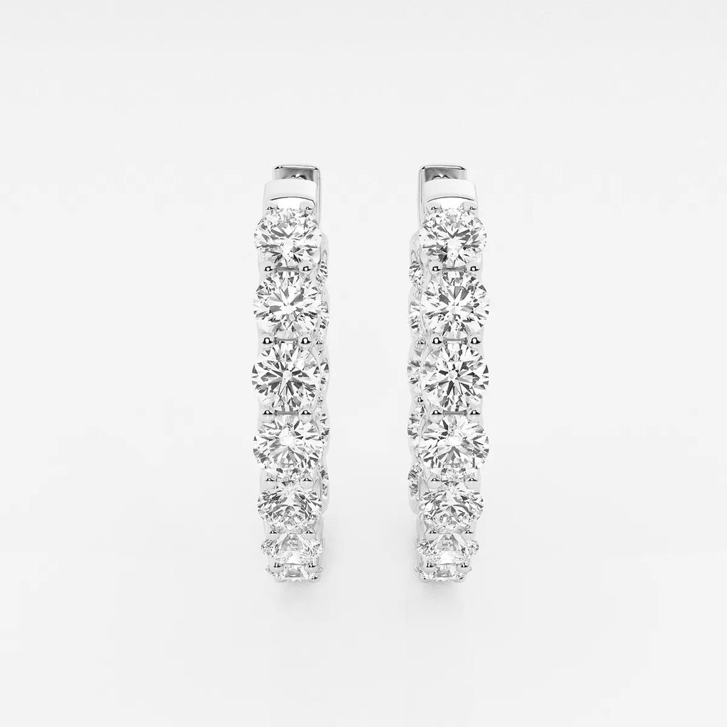 6 Ct Round Lab Grown Diamond Oval-Shaped Inside Out Hoop Earrings