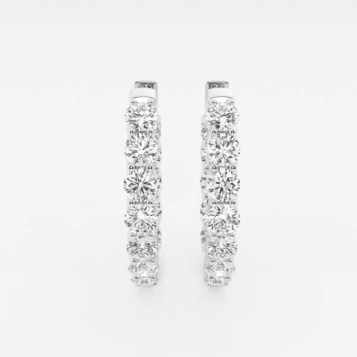 6 Ct Round Lab Grown Diamond Oval-Shaped Inside Out Hoop Earrings