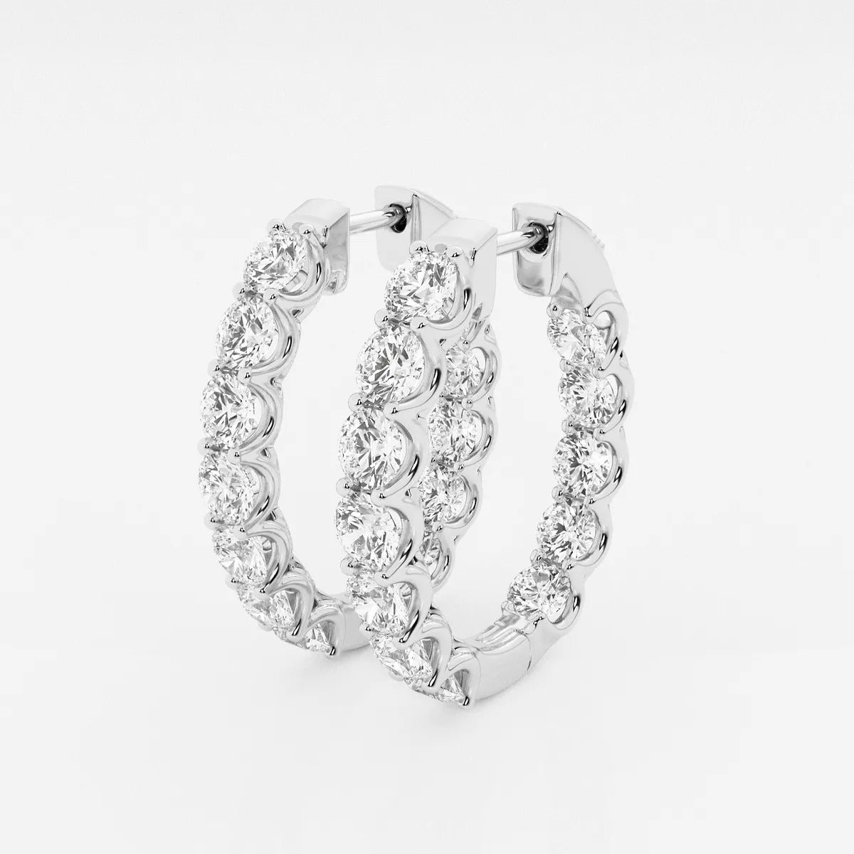 6 Ct Round Lab Grown Diamond Oval-Shaped Inside Out Hoop Earrings