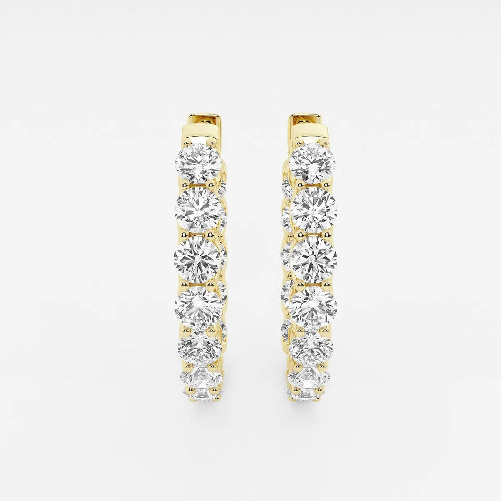 6 Ct Round Lab Grown Diamond Oval-Shaped Inside Out Hoop Earrings