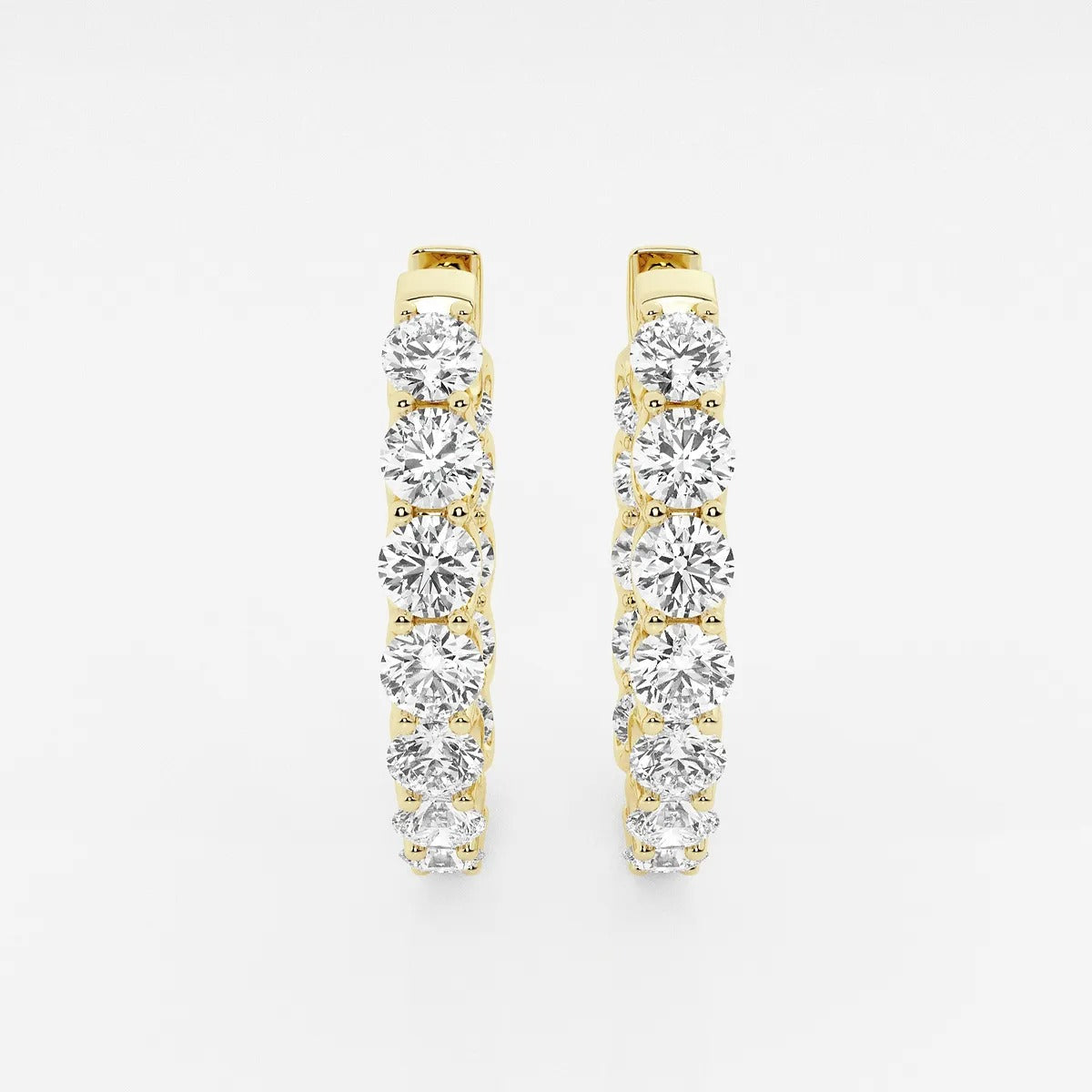 6 Ct Round Lab Grown Diamond Oval-Shaped Inside Out Hoop Earrings