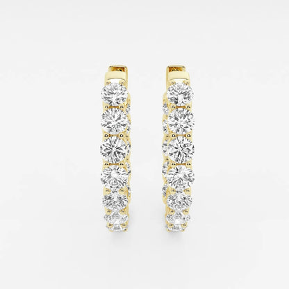 6 Ct Round Lab Grown Diamond Oval-Shaped Inside Out Hoop Earrings
