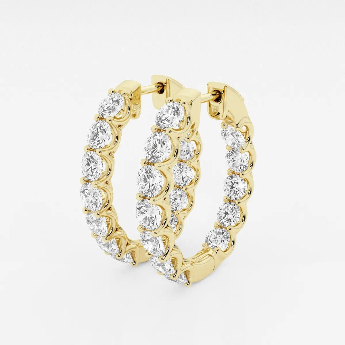 6 Ct Round Lab Grown Diamond Oval-Shaped Inside Out Hoop Earrings