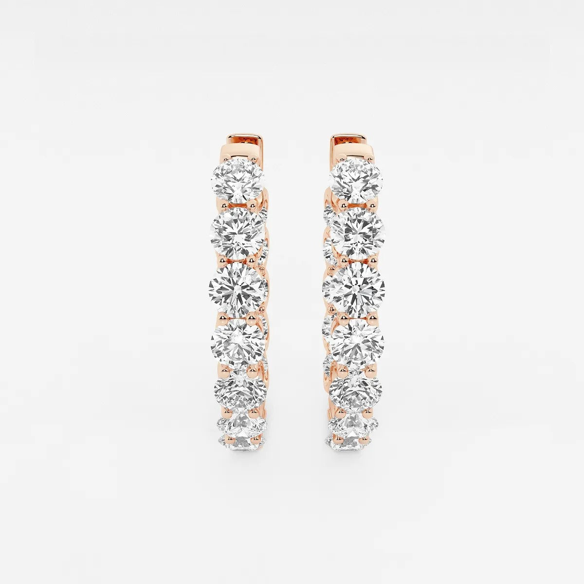 7 ct Round Lab Grown Diamond Oval-Shaped Inside Out Hoop Earrings