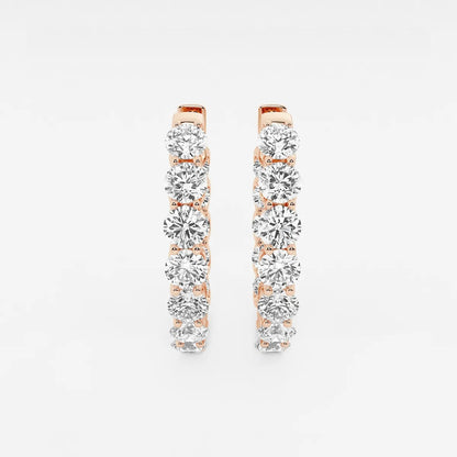 7 ct Round Lab Grown Diamond Oval-Shaped Inside Out Hoop Earrings