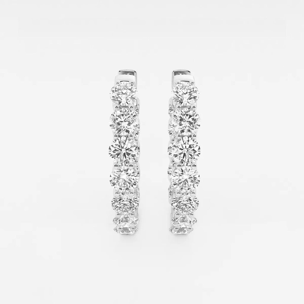 7 ct Round Lab Grown Diamond Oval-Shaped Inside Out Hoop Earrings