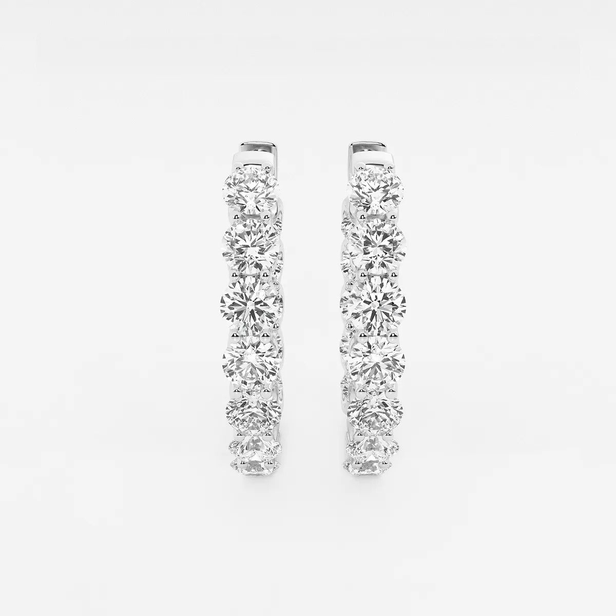 7 ct Round Lab Grown Diamond Oval-Shaped Inside Out Hoop Earrings