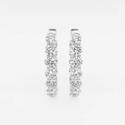 7 ct Round Lab Grown Diamond Oval-Shaped Inside Out Hoop Earrings