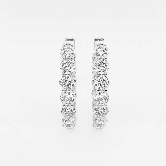 7 ct Round Lab Grown Diamond Oval-Shaped Inside Out Hoop Earrings