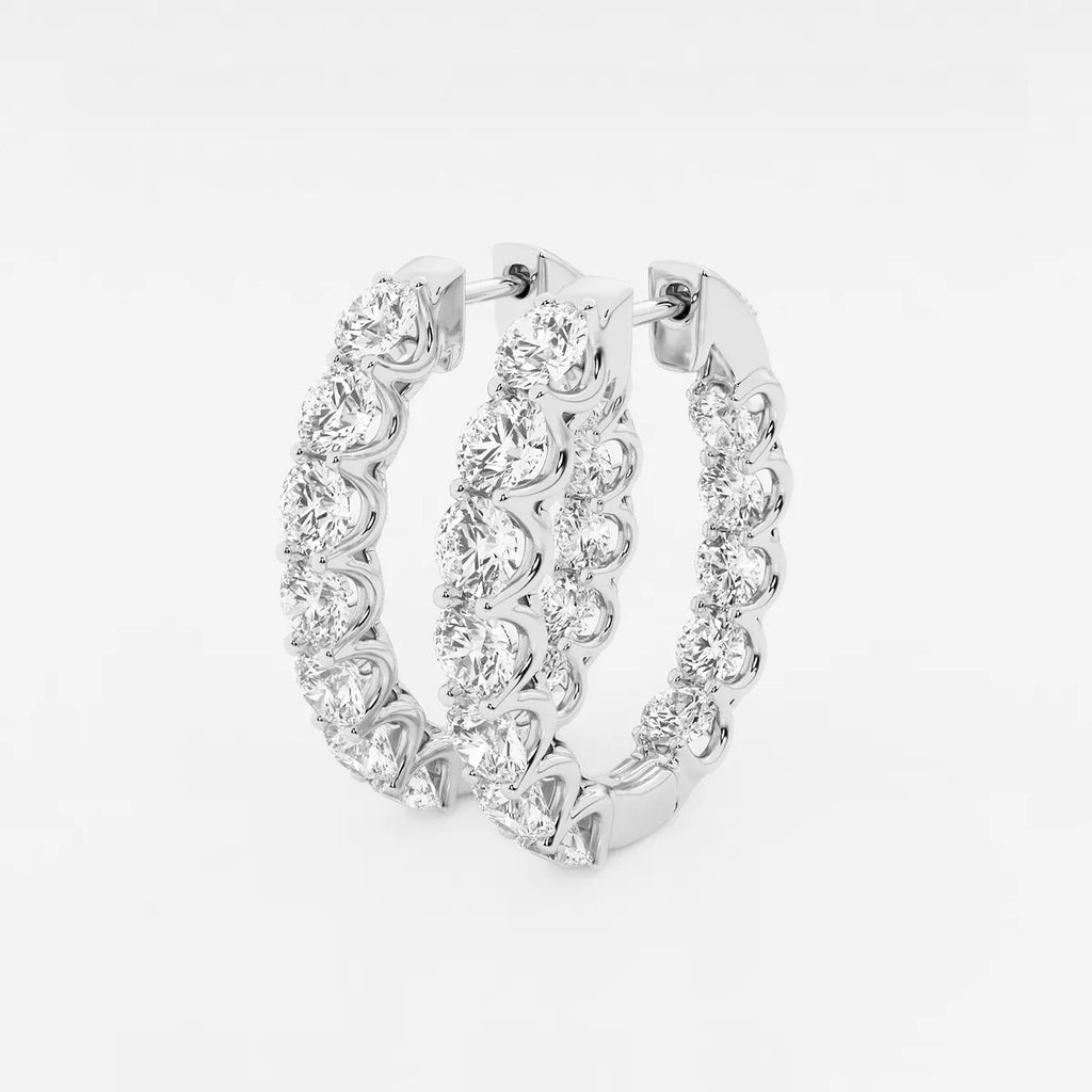 7 ct Round Lab Grown Diamond Oval-Shaped Inside Out Hoop Earrings