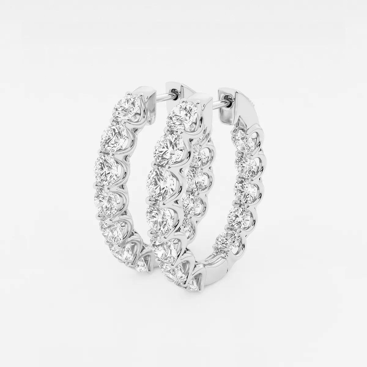 7 ct Round Lab Grown Diamond Oval-Shaped Inside Out Hoop Earrings