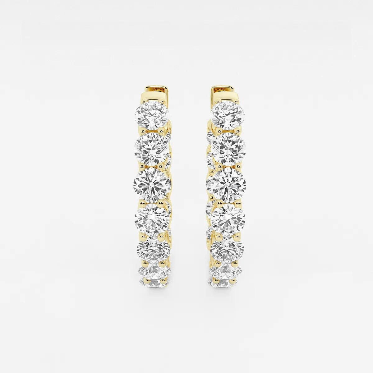 7 ct Round Lab Grown Diamond Oval-Shaped Inside Out Hoop Earrings