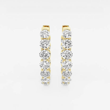 7 ct Round Lab Grown Diamond Oval-Shaped Inside Out Hoop Earrings