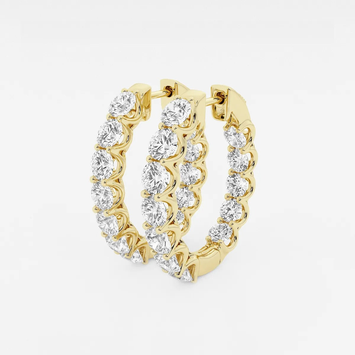 7 ct Round Lab Grown Diamond Oval-Shaped Inside Out Hoop Earrings