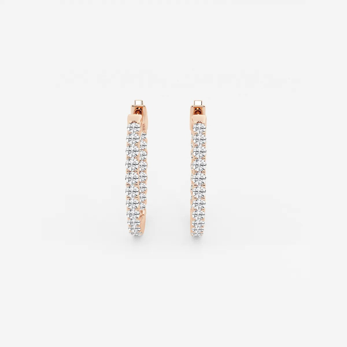 1Ct Round Lab Grown Diamond Inside Out Hoop Earrings