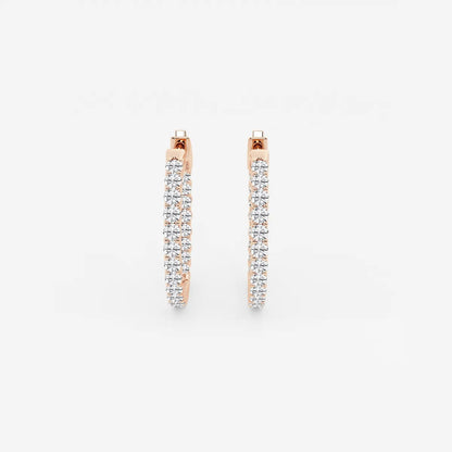 1Ct Round Lab Grown Diamond Inside Out Hoop Earrings