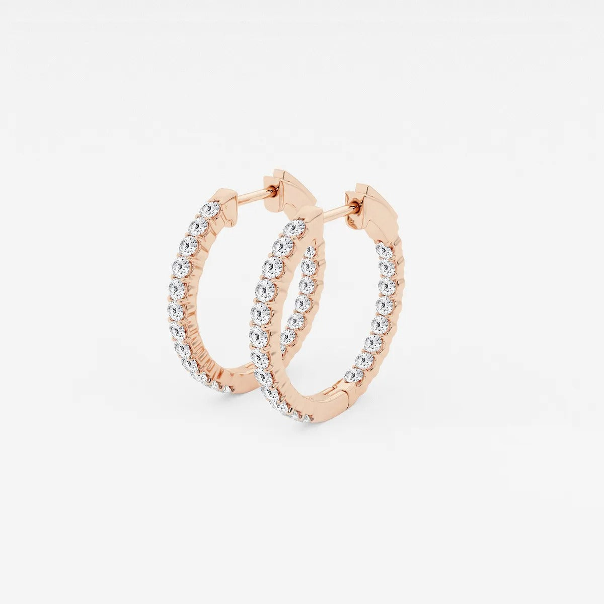 1Ct Round Lab Grown Diamond Inside Out Hoop Earrings