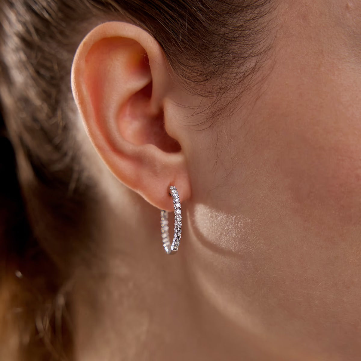 1Ct Round Lab Grown Diamond Inside Out Hoop Earrings