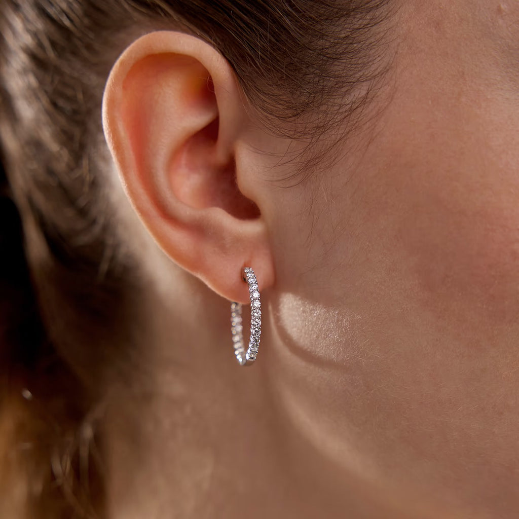 1Ct Round Lab Grown Diamond Inside Out Hoop Earrings