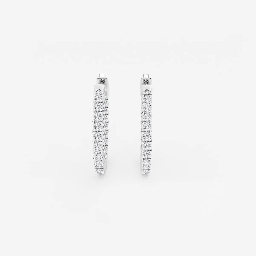1Ct Round Lab Grown Diamond Inside Out Hoop Earrings