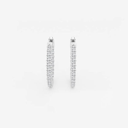 1Ct Round Lab Grown Diamond Inside Out Hoop Earrings