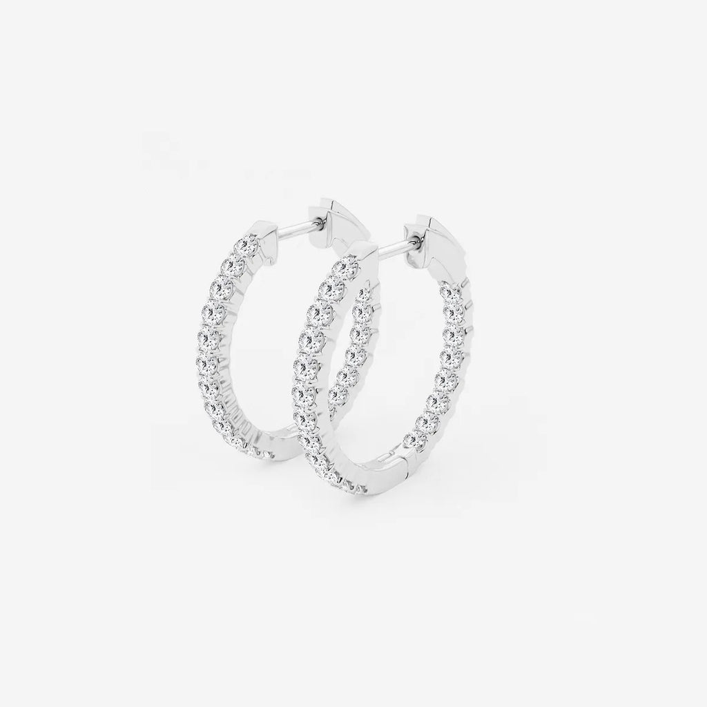 1Ct Round Lab Grown Diamond Inside Out Hoop Earrings