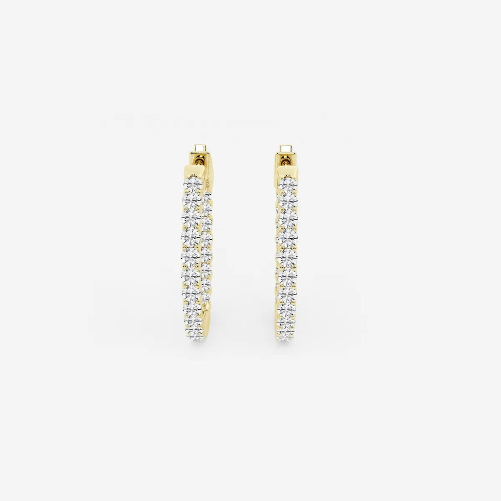 1Ct Round Lab Grown Diamond Inside Out Hoop Earrings