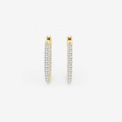 1Ct Round Lab Grown Diamond Inside Out Hoop Earrings