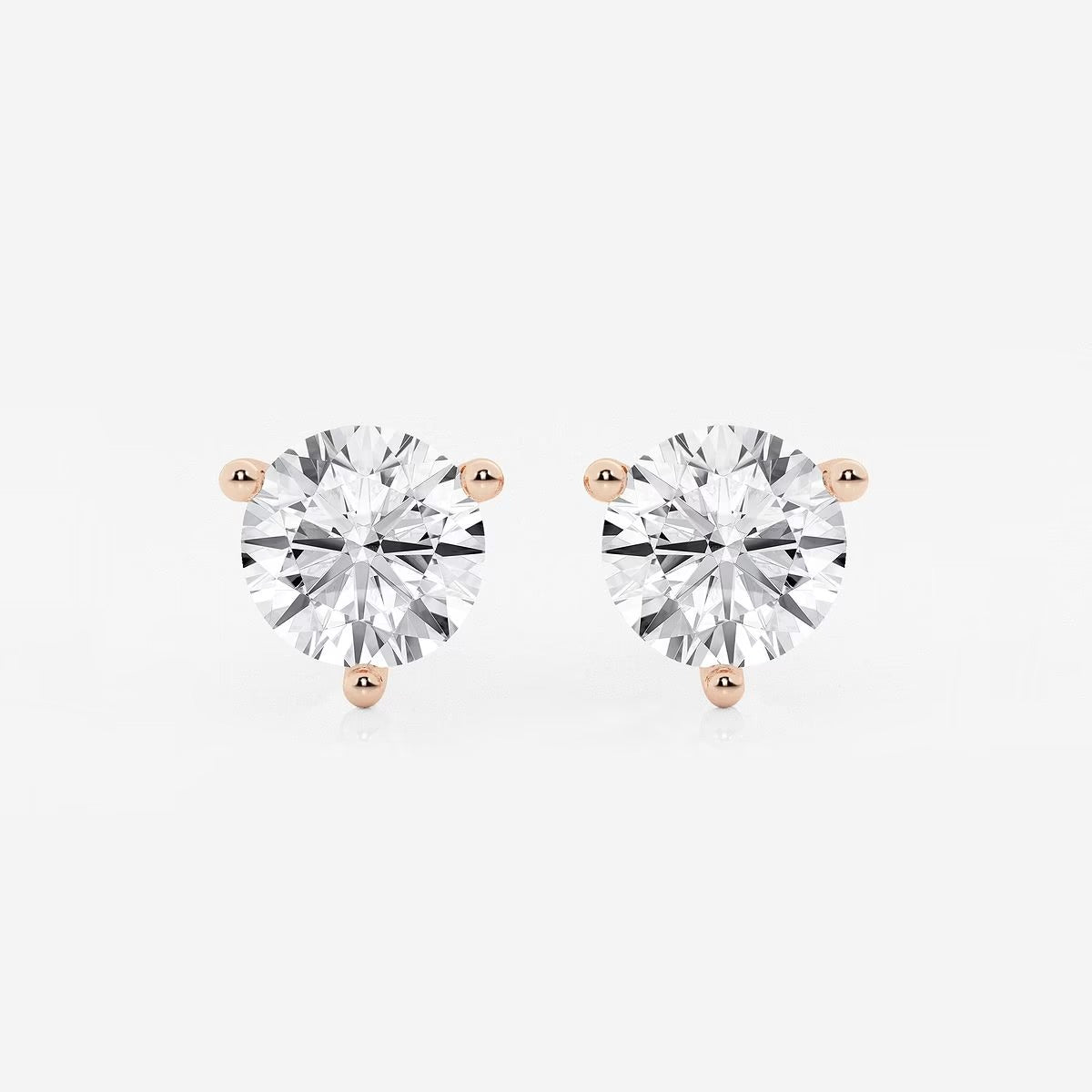 4.00 CT Round Shap Near-Colorless Three Prong Martini Stud Earring