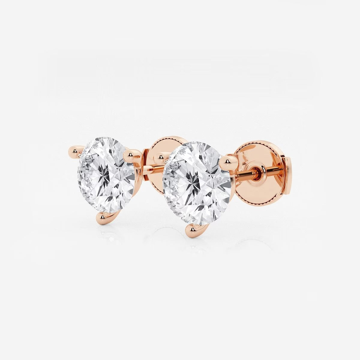 4.00 CT Round Shap Near-Colorless Three Prong Martini Stud Earring
