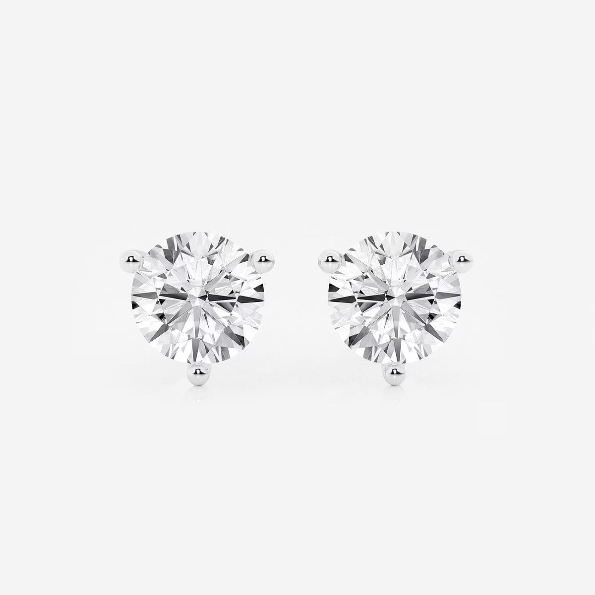 6.00 CT Round Shap Near-Colorless Three Prong Martini Stud Earring
